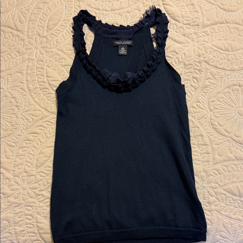 Banana Republic Midnight Blue Ruffle Tank Top